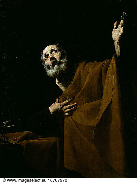 Jusepe de Ribera  1588–1652. Penitent Saint Peter   1628–1632. Oil on canvas.
Inv. No. 1993.60 
Chicago  Art Institute.