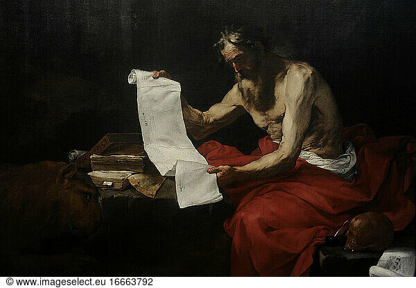 Jusepe de Ribera (1591-1652). Spanish painter. Saint Jerome  1646. National Gallery. Prague. Czech Republic.