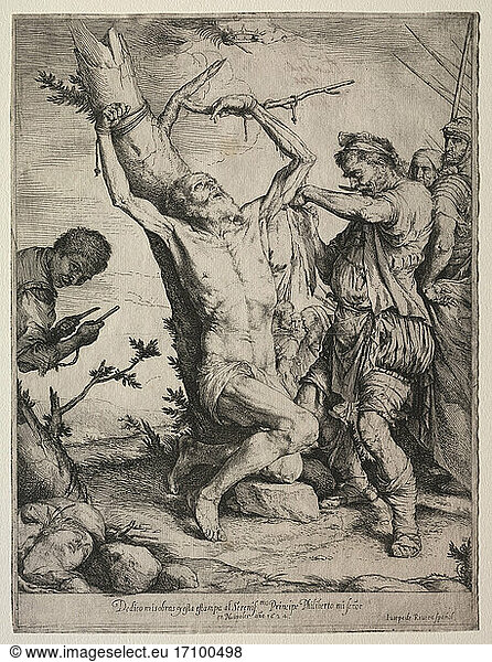 Jusepe de Ribera. The Martyrdom of St. Bartholomew  1624. Print  Etching.
Inv. No. 1967.166 
Cleveland  Museum of Art.