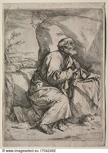 Jusepe de Ribera. The Penitent St. Peter  Date unknown. Print  Etching.
Inv. No. 1969.244 
Cleveland  Museum of Art.