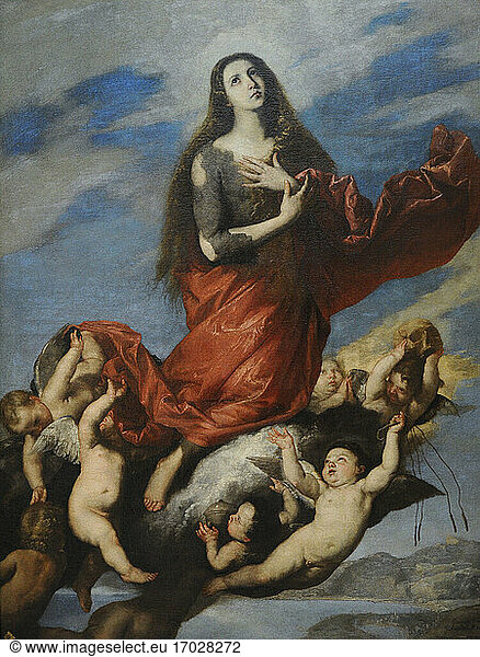Juseppe de Ribera (1591-1652). Spanish painter. Assumption of Mary Magdalene  1636. San Fernando Royal Academy of Fine Arts. Madrid. Spain.