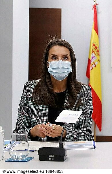 Königin Letizia von Spanien nimmt an einem Arbeitstreffen mit dem Spanischen Komitee der Vertreter von Menschen mit Behinderungen - CERMI in den CERMI-Büros am 27. Oktober 2020 in Madrid  Spanien  teil
