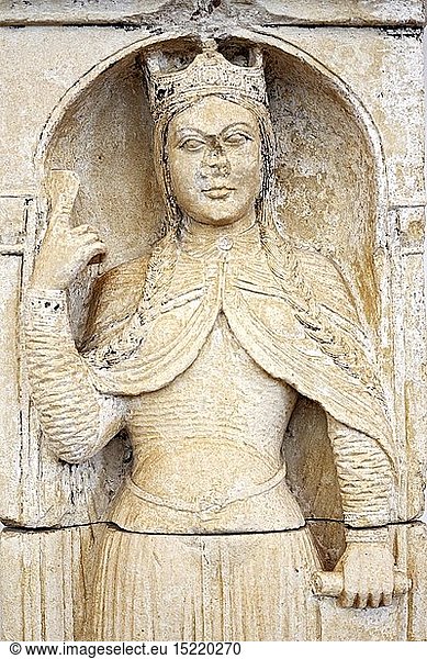 KÃ¶nigin von Saba  romanische Skulptur  12. Jh.  Musee des Augustins  Toulouse  Frankreich