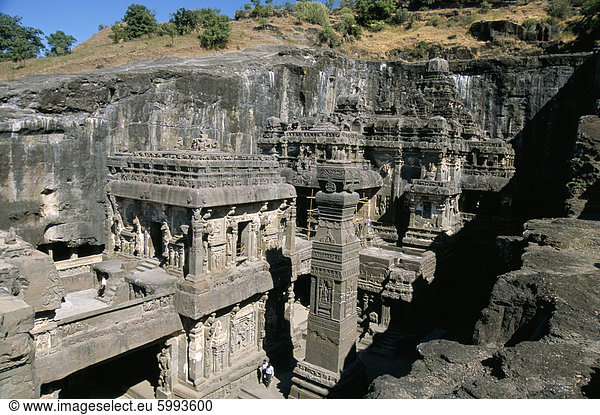 Kailasa Hindu-Tempel  1200 Jahre alt  geschnitzt in in-Situ-Basalt Grundgestein  Ellora  UNESCO Weltkulturerbe  Maharashtra  Indien  Asien