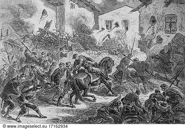 Kampf von bagneux  Tod des Kommandanten von dampierre  das illustre Universum  Herausgeber michel levy 1870.