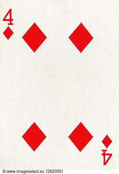 Karo 4 aus einem Kartenspiel von Goodall & Son Ltd.  um 1940. Künstler: Unbekannt.