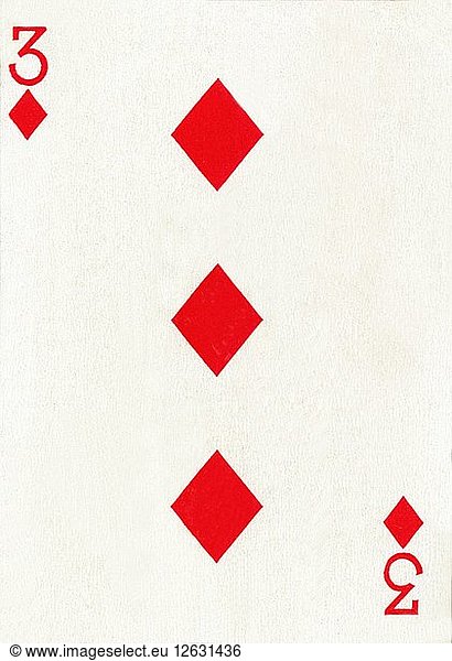 Karo 3 aus einem Kartenspiel von Goodall & Son Ltd.  um 1940. Künstler: Unbekannt.
