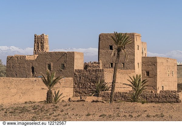 Kasbah at Skoura oasis  Ouarzazate  Kingdom of Morocco  Africa.