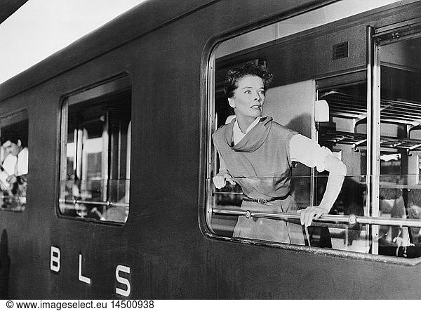 Katharine Hepburn on-set of the Film  Summertime  United Artists  1955