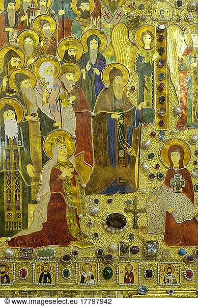Kathedrale der Heiligen Dreifaltigkeit  Tiflis  Georgien  Kaukasus  Mittlerer Osten  Teil eines Tryptikums  das georgische Könige  Prinzen  Mönche und Notabeln darstellt  die vom 1. bis zum 19  Asien
