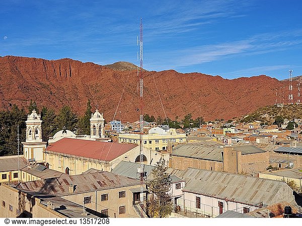 Kathedrale Nuestra Senora de la Candelaria  Ansicht von oben  Tupiza  Provinz Sud Chichas  Departement Potosi  Bolivien  Südamerika