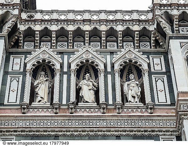 Kathedrale Santa Maria del Fiore  kunstvolle Steinmetzarbeit  Detailansicht  Florenz  Toskana  Italien  Europa