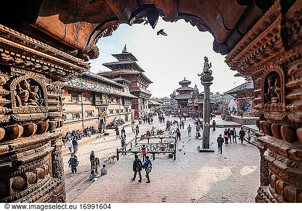 Kathmandu  Nepal - 1. Februar 2021: Antiker Tempel und Stupa am Patan Durbar Square in Nepal.