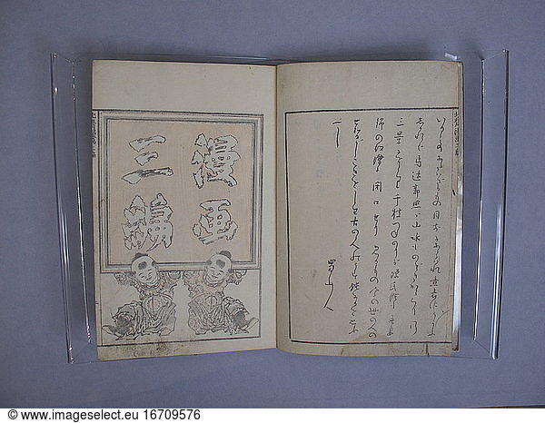 Katsushika Hokusai 1760–1849. Illustrated book  ca. 1615–1868. Edo period (1615–1868).
Woodblock printed book; ink and color on paper  22.9 × 15.9 × 1 cm.
Inv. Nr. JIB81.3
New York  Metropolitan Museum of Art.