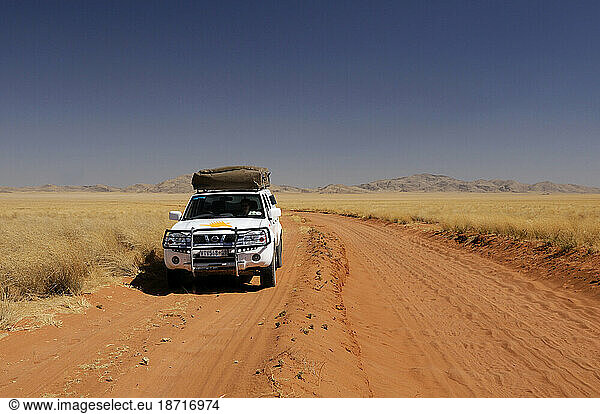 KEA 4x4 camper on Sand road near Palmwag  Kaokoland  Kunene Region  Namibia