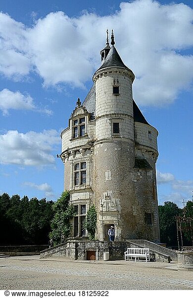 Keep  Castle  Chenonceau  Tower of the Marques  Chateau de Chenonceau  Department Chenonceaux  Indre-et-Loire  Centre Region  France  Europe