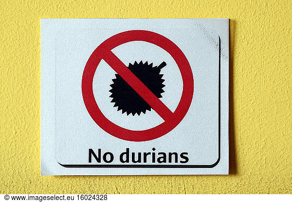 Keine Durians unterschreiben in einem Hotel
