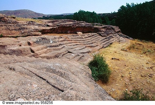 Keltiberische archäologische Stätte. Tiermes. Sierra de Ayllon. Provinz Soria. Castilla-La Mancha. Spanien