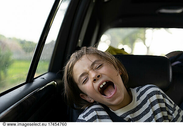 Kid screaming in car on the road trip
