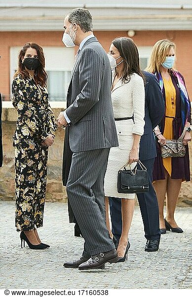 King Felipe VI of Spain  Queen Letizia of Spain attend the opening of the Helga de Alvear Museum of Contemporary Art on February 25  2021 in Caceres  Spain
