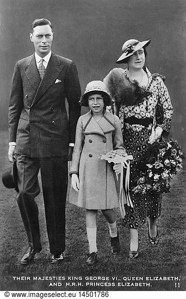 King George VI  Queen Elizabeth  Of United Kingdom  Princess Elizabeth  Portrait  late 1930's