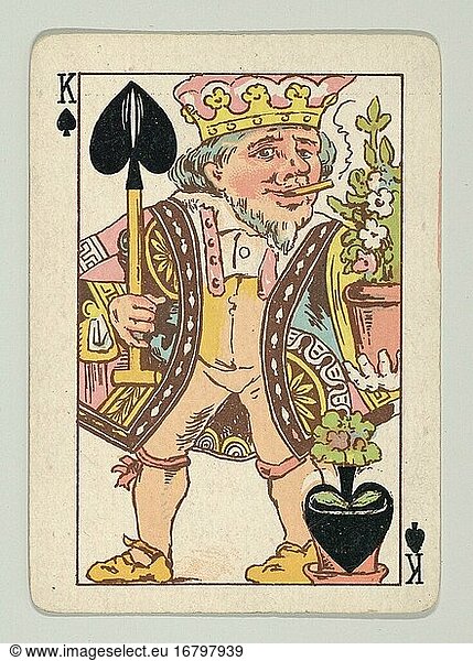 Kinney Brothers. Harlequin Series 2  a set of playing cards issued as premiums by Kinney Brothers Tobacco  Print  1889. Commercial color lithographs  8.9 × 6.3 cm.
Inv. Nr. 62.581.2
New York  Metropolitan Museum of Art.