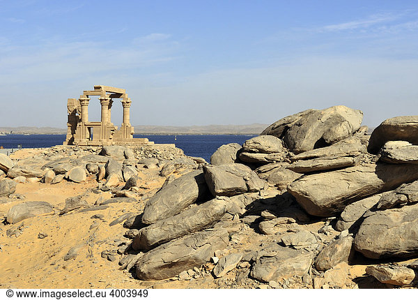 Kiosk von Qertassi  Kertassi im antiken nubischen Tempel von Kalabscha  Mandulis  Insel im Nasser-See nahe des Assuan-Staudamms  Ägypten  Nord-Afrika