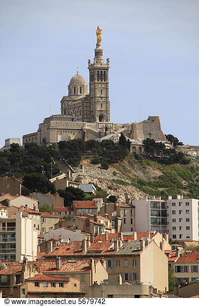 Kirche Notre Dame de la Garde  Marseille  DÈpartement Bouches du RhÙne  RÈgion Provence Alpes CÙte d'Azur  Frankreich  Europa