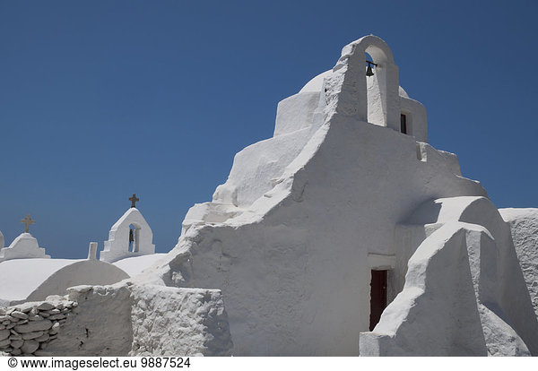 Kirche Sehenswürdigkeit gekalkt Kykladen Griechenland Mykonos