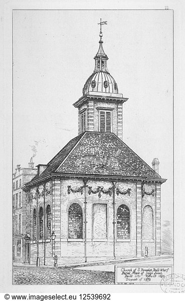 Kirche St. Benet Pauls Wharf  City of London  1874. Künstler: W Niven