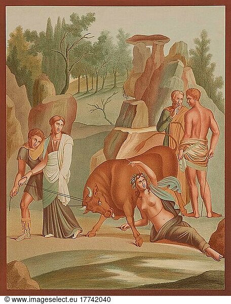 Kirke  Circe  eine Zauberin der griechischen Mythologie  Wandmalerei  Fresko aus dem historischen Pompeji  digital restauriert