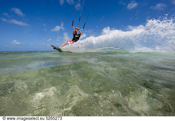 Kiteboarding in shallow water