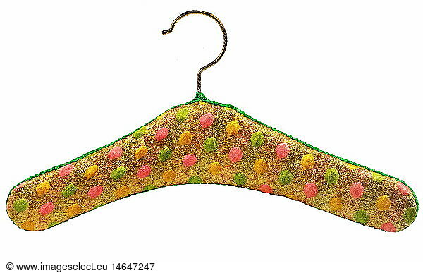 kitsch / hokum  coat hanger  Germany  1960s  60s  20th century  historic  historical  multi-colored  multicolored  multi-coloured  symbol  textile  clothing  apparel  household  households  kitschy  clipping  cut out  cut-out  cut-outs  clasp