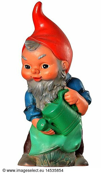 kitsch / souvenir  garden gnome  with watering can  made by Heissner  Germany  circa 1962