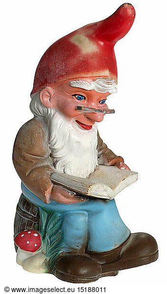 kitsch / souvenir  reading garden gnome  Germany  circa 1970