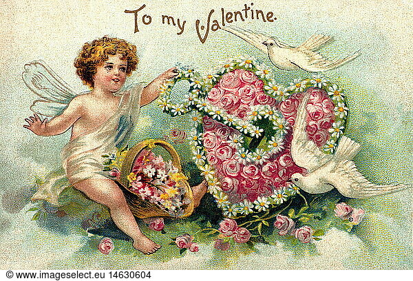 kitsch / souvenir  USA  Valentine greetings 'To my Valentine'  illustration  1911