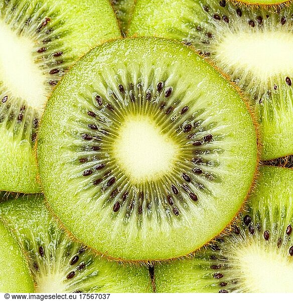 Kiwi frische Früchte Kiwis Frucht Obst Hintergrund von oben quadratisch