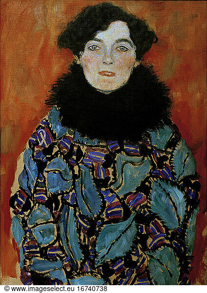 Klimt  Gustav 
1862–1918 
Austrian painter. “Bildnis Johanna Staude (Portrait of Johanna Staude)  1917/18. Oil on canvas (unfinished)  50 × 70 cm. Belvedere  Vienna  Austria.