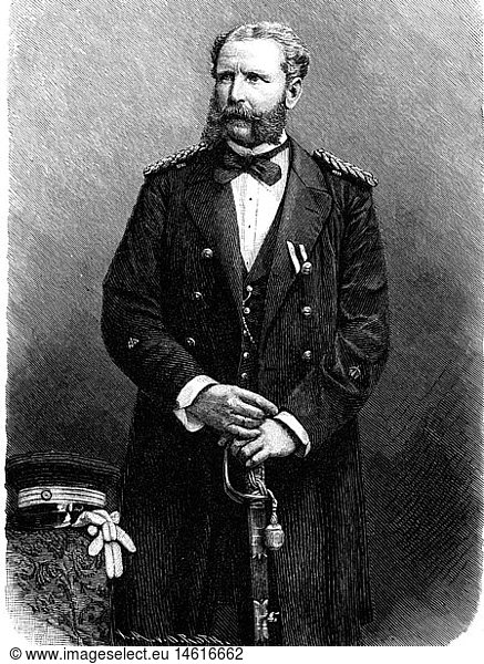 Knorr  Eduard von  8.3.1840 - 17.2.1920  deut. Admiral  Halbfigur  Kommandeur des Westafrikanischen Geschwader 1883 - 1885  Halbfigur  Xylografie  1884