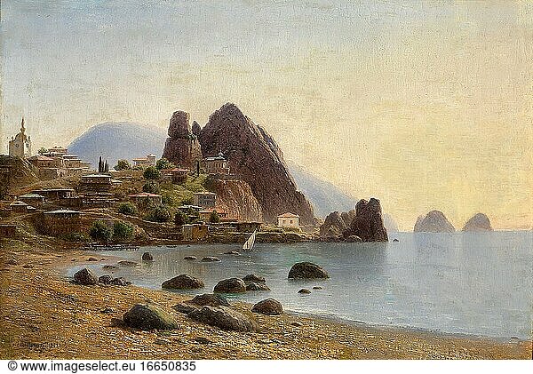 Kondratenko Gavril - View of Gurzuf Crimea - Russian School - 19th Century.