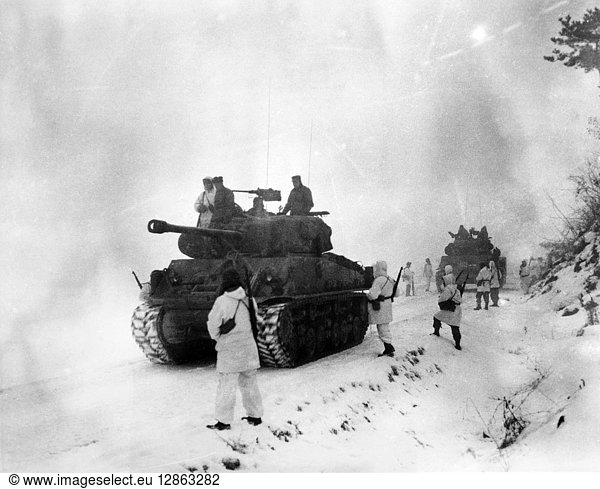 KOREAN WAR: ALLIED FORCES. Allied forces approaching Wonju  South Korea  in January 1951.