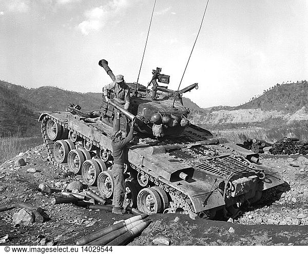Korean War  Marines Load Tank with Ammunition