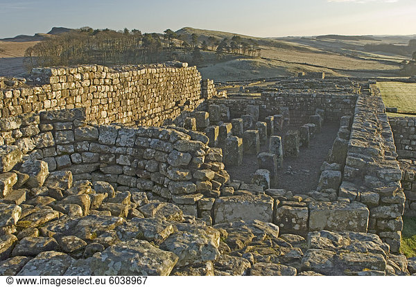 Kornspeicher anzeigen unterstützt für hinterlüftete Boden und kreisförmige Ofen  Fußbodenheizung  geheizten Luft bieten lag Römerkastell  Hadrianswall  UNESCO Weltkulturerbe  Northumbria  England  Vereinigtes Königreich  Europa