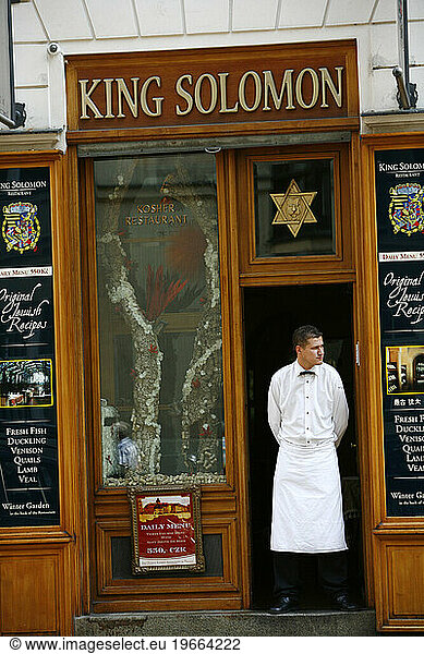 Kosher Jewish restaurant in Josefov  Prague  Czech Republic.