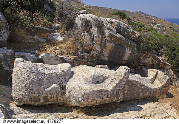 Kouros bei Apolonas  Insel Naxos  Kykladen  Ägäis  Griechenland  Europa