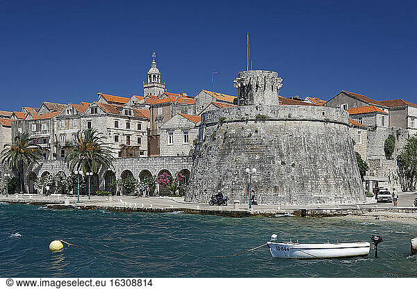 Kroatien  Dubrovnik-Neretva  Insel Korcula  Korcula  Stadtmauer