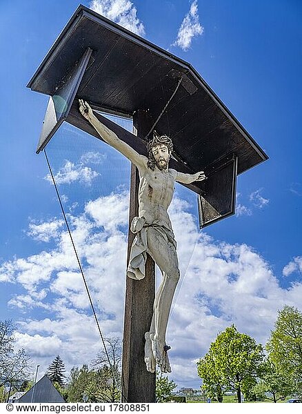 Kruzifix auf dem Friedhof der kathoolischen Pfarrkirche St. Georg  Insel Reichenau  Bodensee  Landkreis Konstanz  Baden-Württemberg  Deutschland  Europa