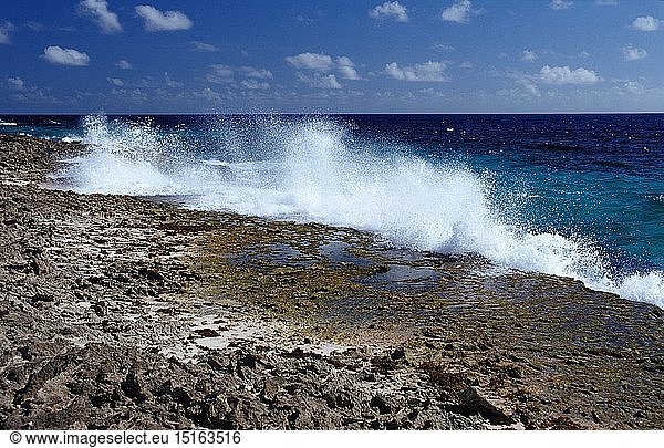 Kueste bei Playa Chikitu  Niederlaendische Antillen  Bonaire  Karibik  Karibisches Meer  Washington Slagbaai Nationalpark  Playa Chikitu