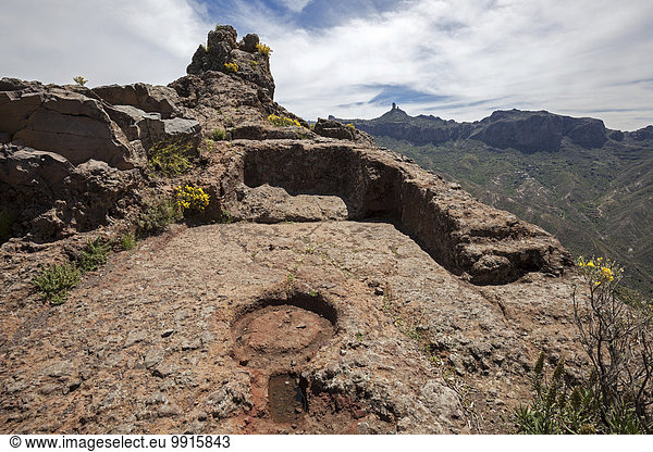 Kultstätte am Roque Bentayga  Kultberg der Altkanarier  Gran Canaria  Kanarische Inseln  Spanien  Europa