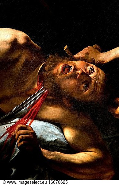 Kunst  Caravaggio Michelangelo Merisi  Mailand 1571 - Porto Ercole 1610  Titel des Werkes ?Judith enthauptet Holofernes? 1602  Ölgemälde auf Leinwand cm 145?195  Detail.